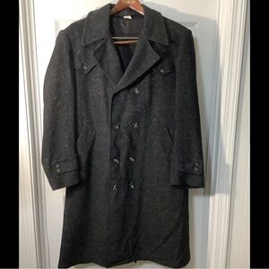 Vintage unisex Source Unknown Charcoal Double-Breasted trench size 40. Wool.